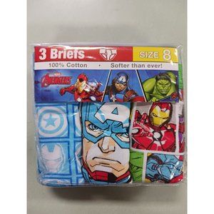 Marvel Avengers 3 Boys Briefs 100% Cotton Size 8 NWT